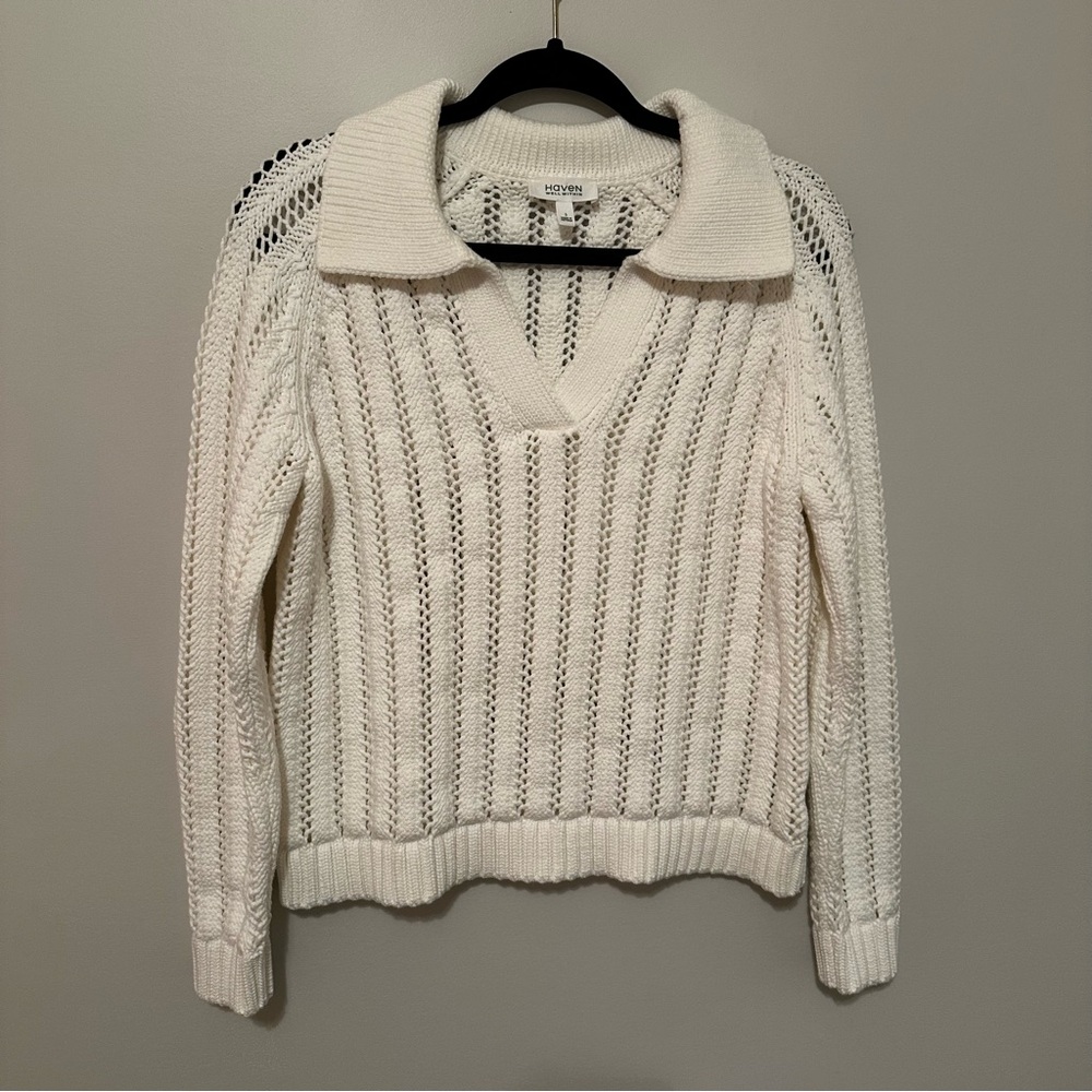 Haven Well Within V Neck Collared Sweater Size Small